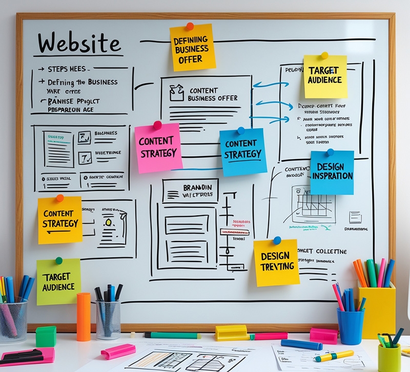 Un tableau de conception web pour créer un site vitrine professionnelle avec freelance