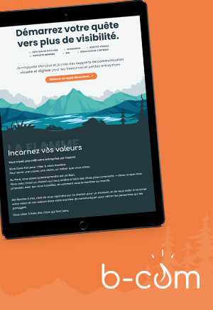 Refonte de l'identité visuelle (logo, charte graphique) et du site internet vitrine de b-com, UI/UX designer dans le Puy-de-Dôme.