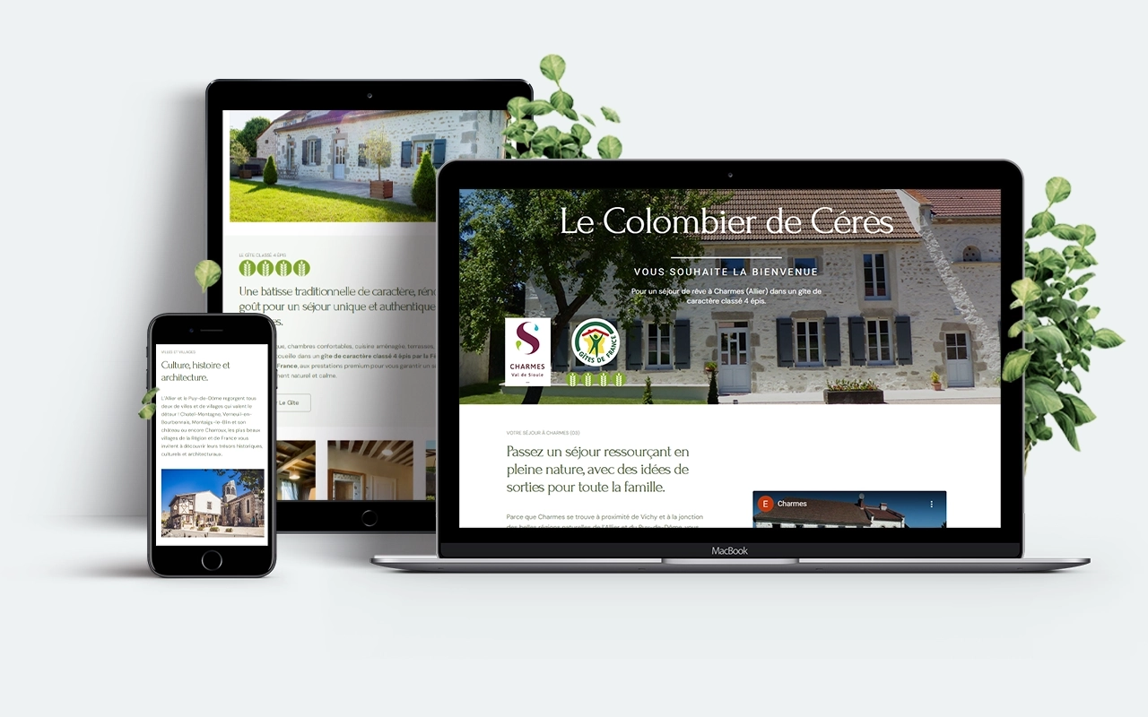 Site vitrine du gîte le Colombier de Cérès