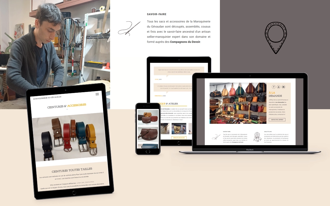 Mock-up du site la maroquinerie du gévaudan