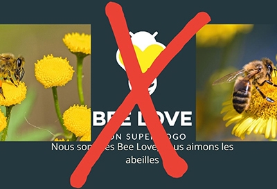 Logo emprisonné entre deux images et du texte