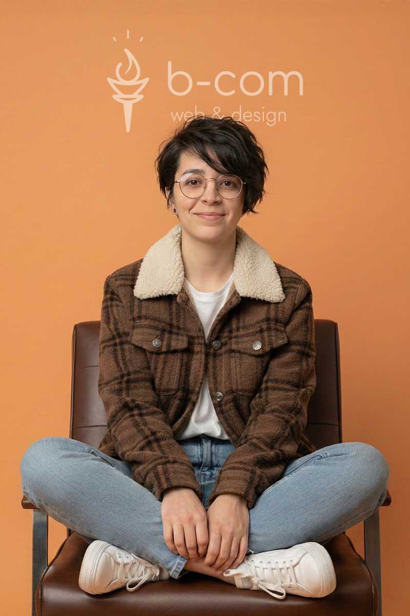 Marylise, une jeune femme qui pose sur une chaise pour un portrait professionnel